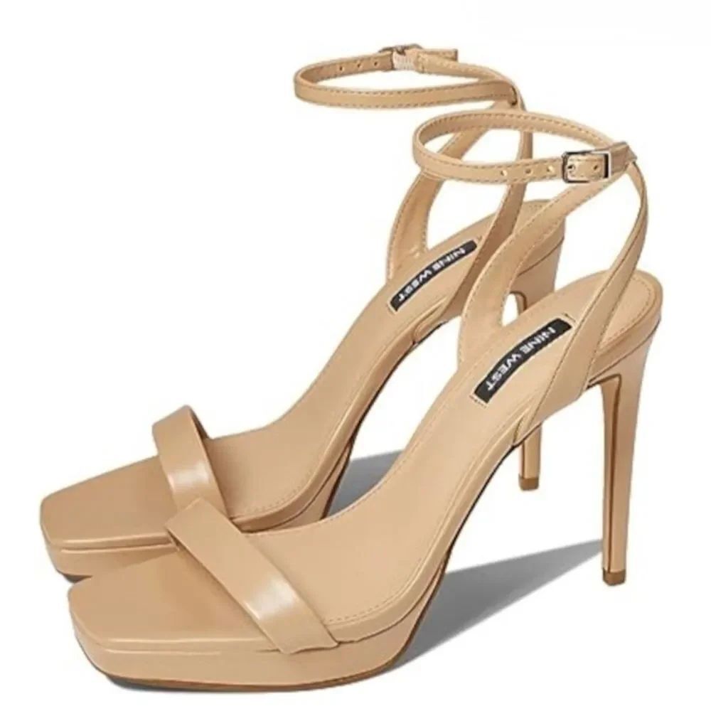 Nine West Patent Leather Cream Strappy Heels